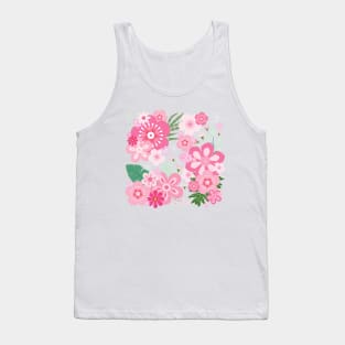 Pink Floral Paradise_Blue Background Tank Top